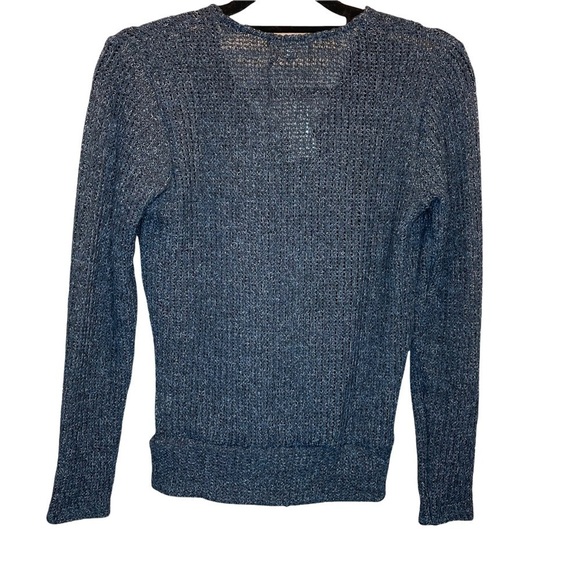 Gibson Look V-Neck Crossover Faux Wrap Surplice Top Marled Navy XS NWT NEW - Picture 6 of 6